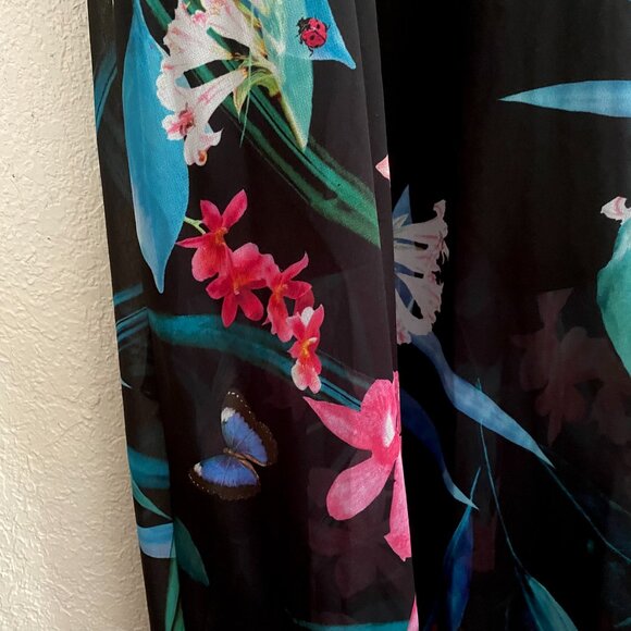 New Lipsy London Maxi Dress 6 (10 UK) Black Floral Chiffon Wrap High-Low Ruffle - Picture 14 of 16